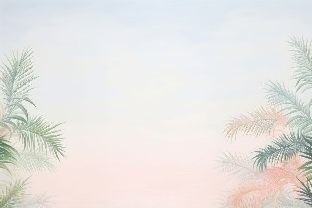 Painting of palm leaves border backgrounds outdoors nature.