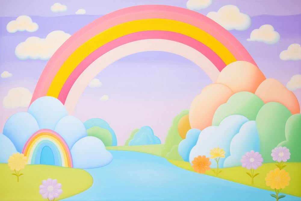 Painting of rainbow backgrounds outdoors nature.