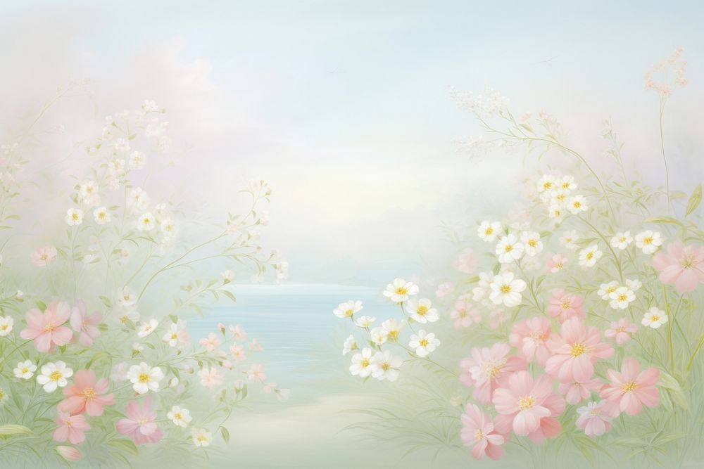 Painting of spring border backgrounds outdoors pattern.