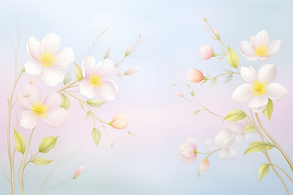 Painting of spring flower blossom plant springtime.