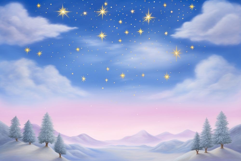 Painting of star night sky backgrounds landscape outdoors.