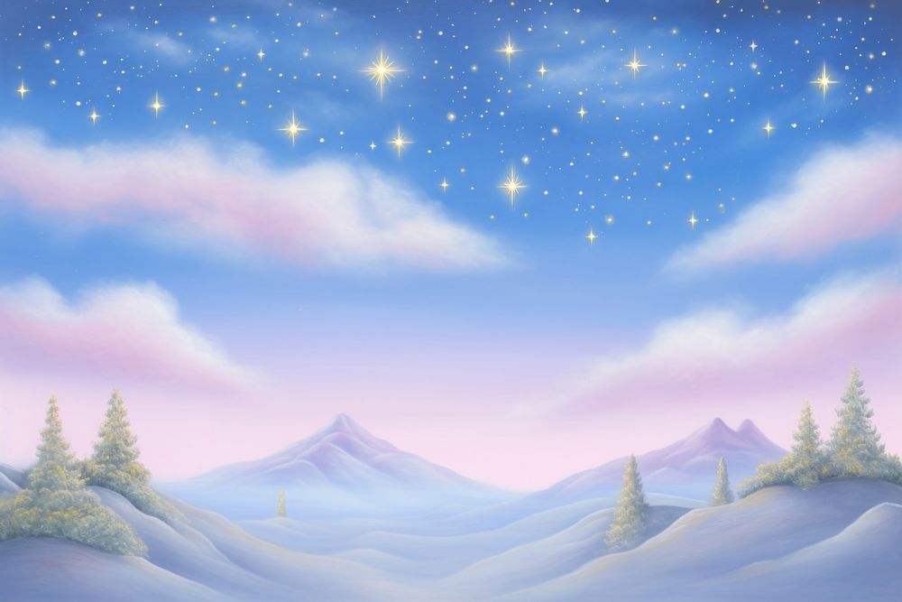 Painting of star night sky backgrounds landscape outdoors.