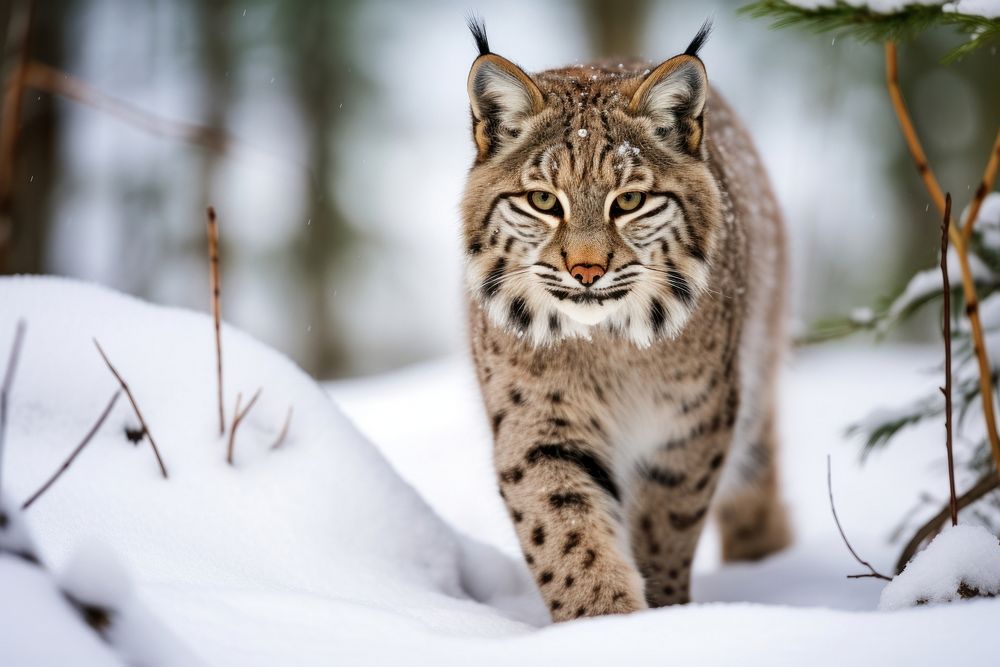 Bobcat in the snow wildlife leopard animal.