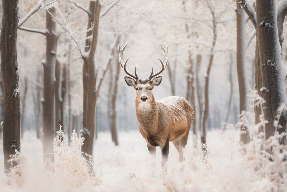 Deer in winter wildlife nature animal.
