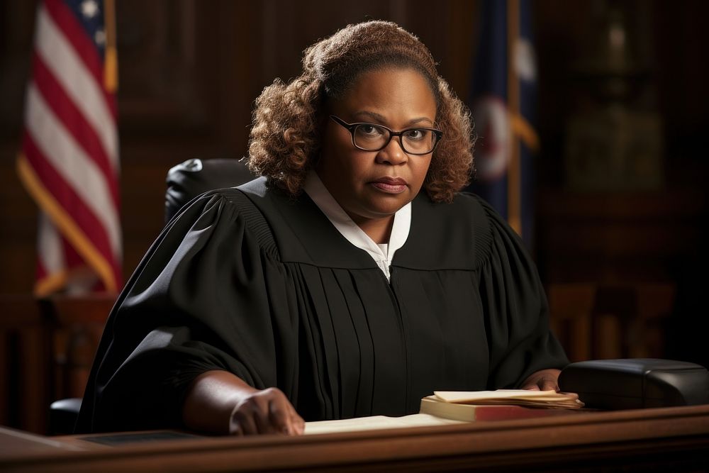 Judge chubby black woman as a lawyer working glasses adult accessories.