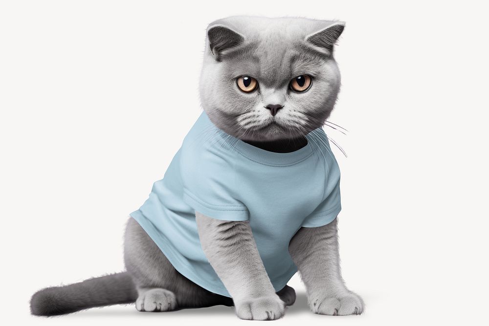 Cat t-shirt mockup, pet outfit psd