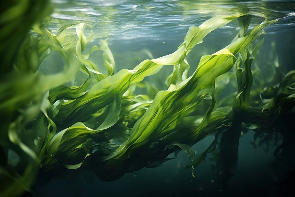 Seaweed macrocystis underwater freshness.