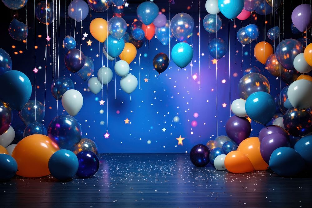 Balloon space room lighting illuminated celebration.