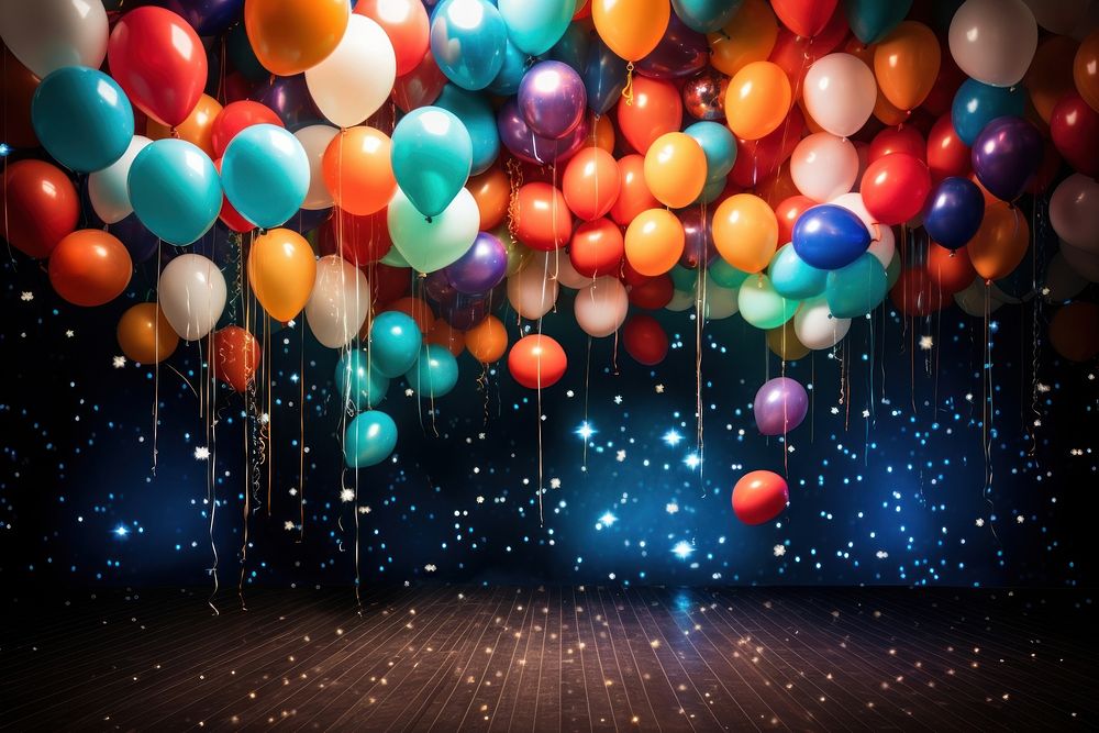 Balloon space room light illuminated celebration.