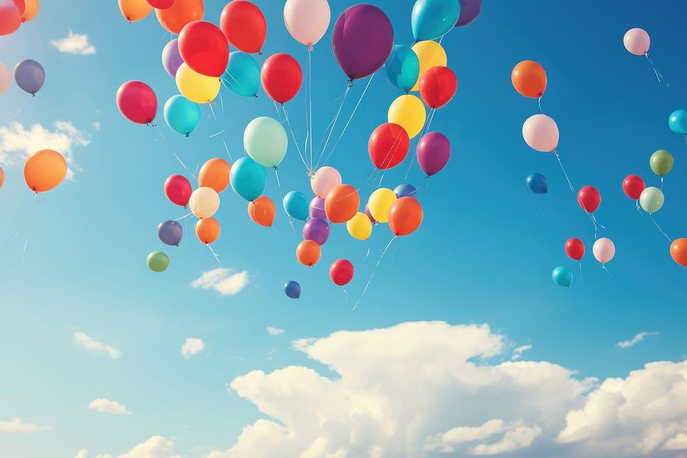 Balloons floating in the sky backgrounds outdoors nature.