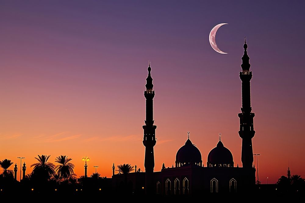 Silhouette of mosque moon architecture crescent.