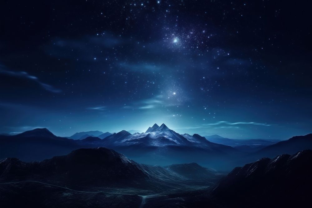 Bioluminescence mountain background landscape astronomy panoramic.