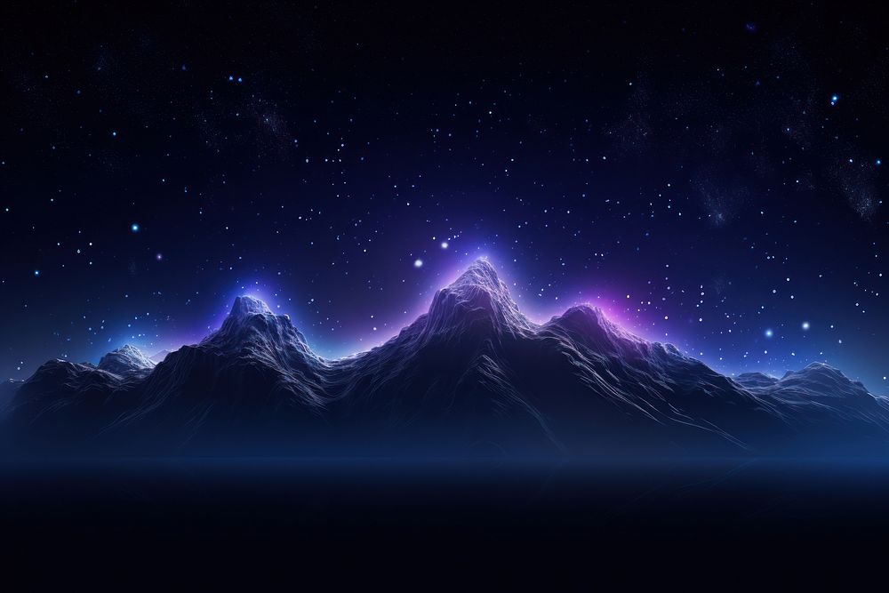 Bioluminescence mountain background space landscape astronomy.