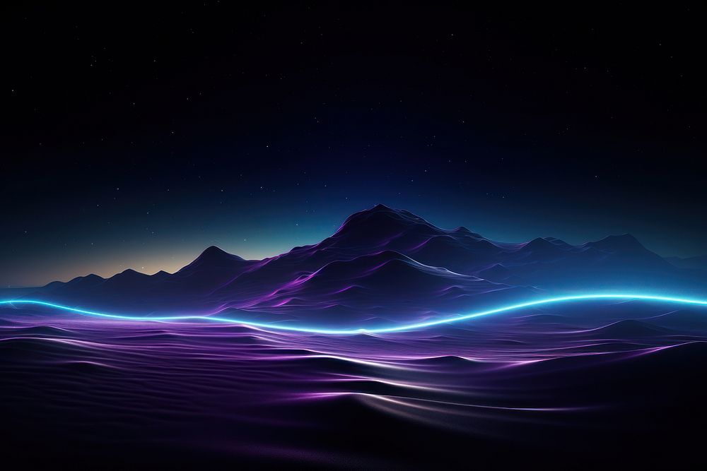 Bioluminescence mountain background horizon nature purple.