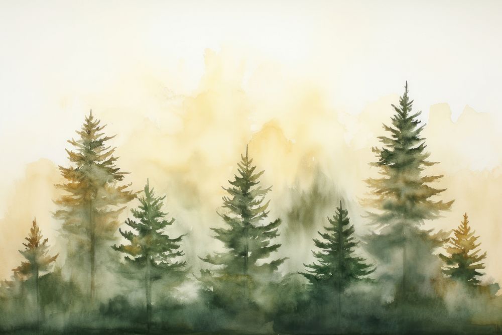 Pine tree watercolor background backgrounds outdoors woodland.