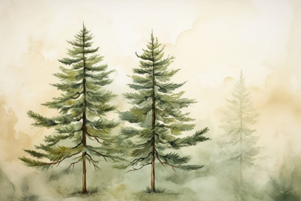 Pine tree watercolor background painting backgrounds outdoors.