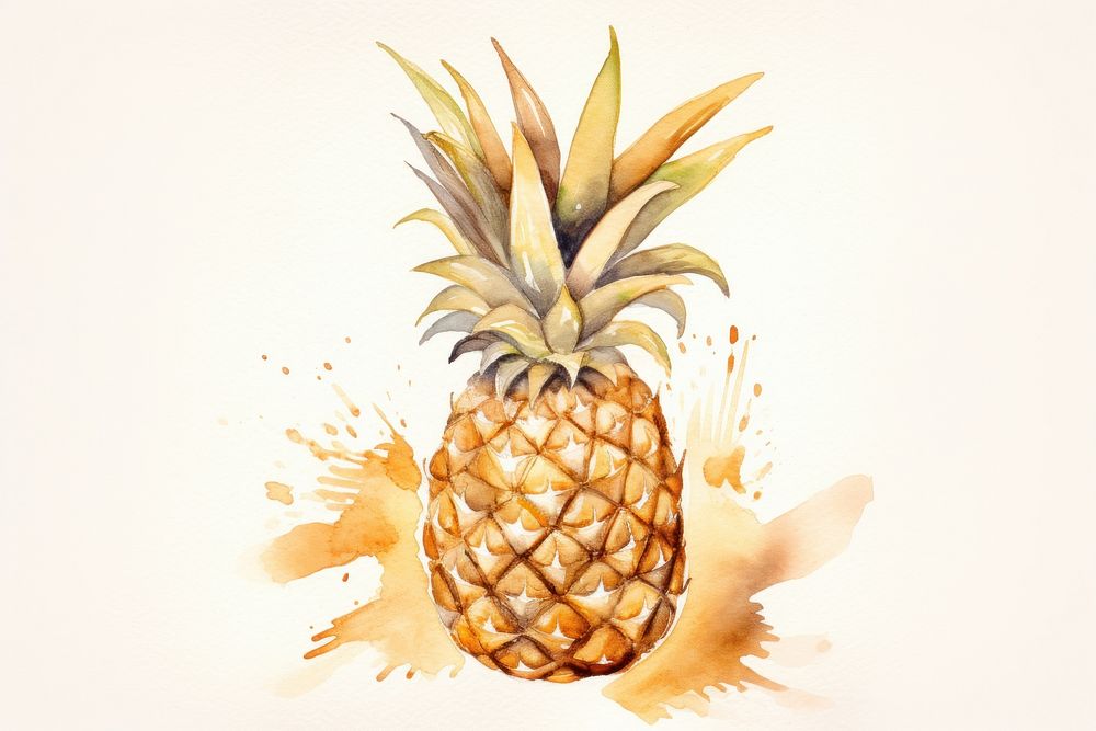 Pineapple watercolor background fruit plant food.