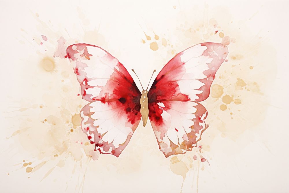 Red butterfly watercolor background animal petal creativity.