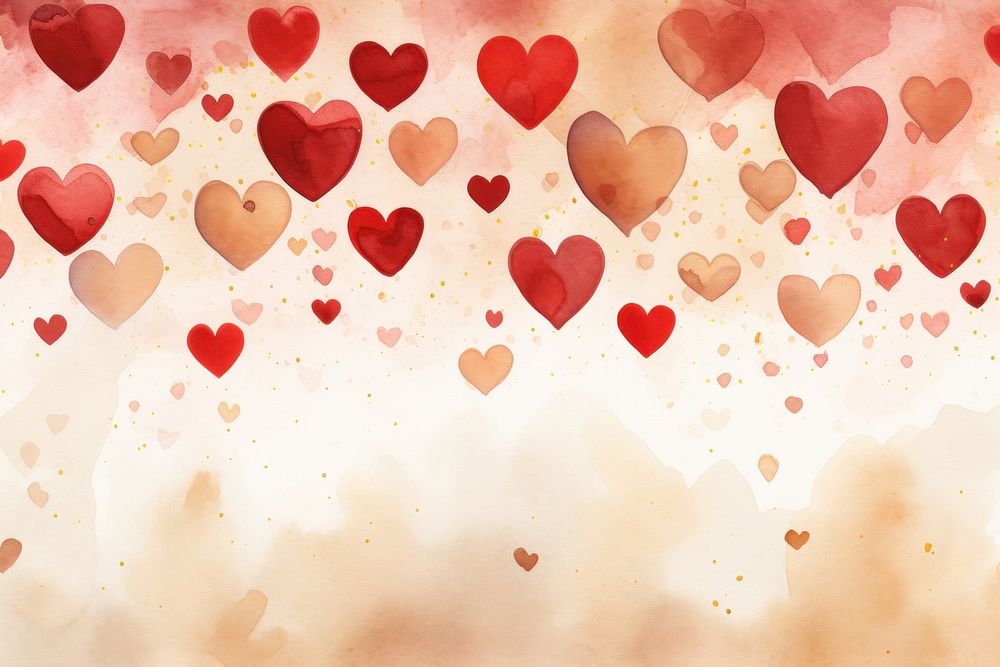 Red hearts watercolor background backgrounds abstract sunlight.