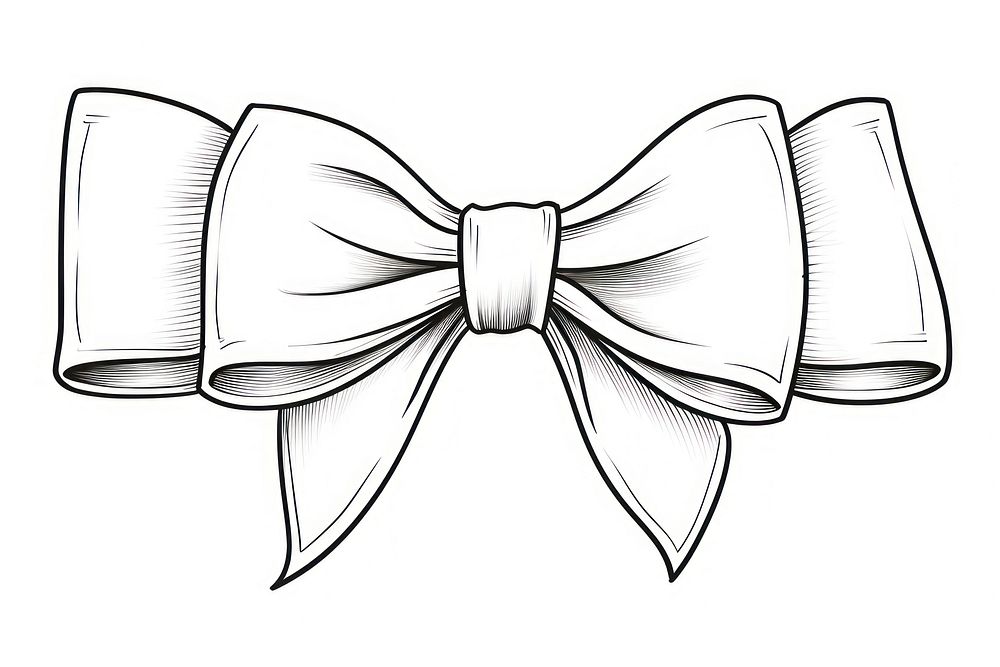 Ribbon bow sketch line white background.