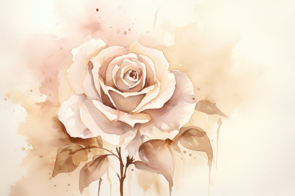 Rose watercolor background painting flower plant.
