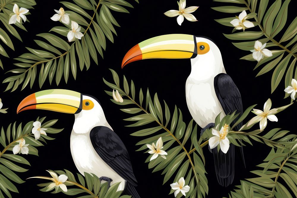 Seamless pattern toucan tropics animal nature.
