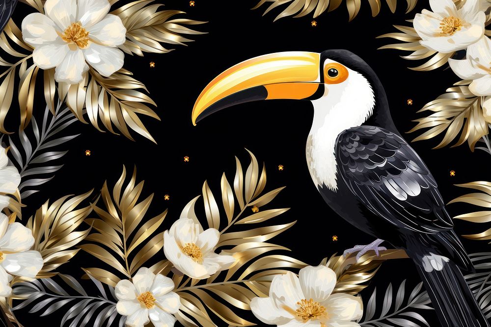 Seamless pattern toucan animal bird beak.