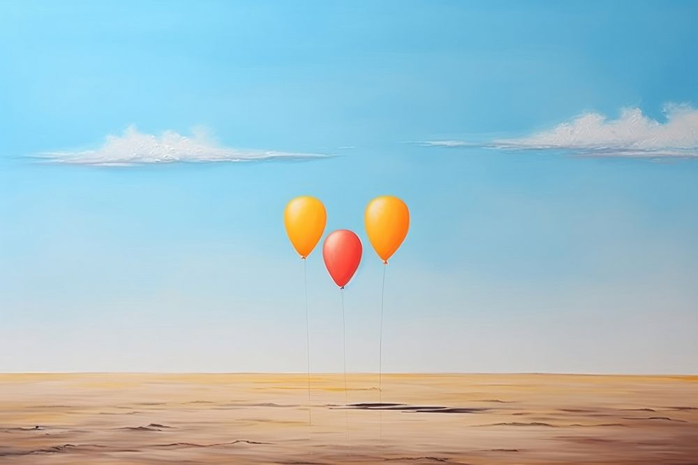 Simplified empty balloons landscape outdoors tranquility.