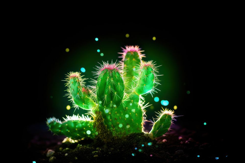 Cactus plant light black background.