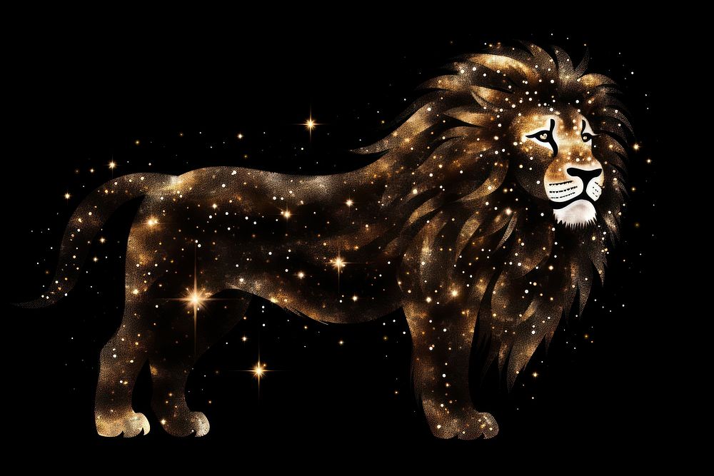 Leo zodiac mammal animal black background.