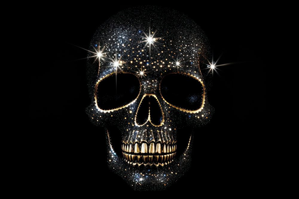 Skull black black background illuminated.