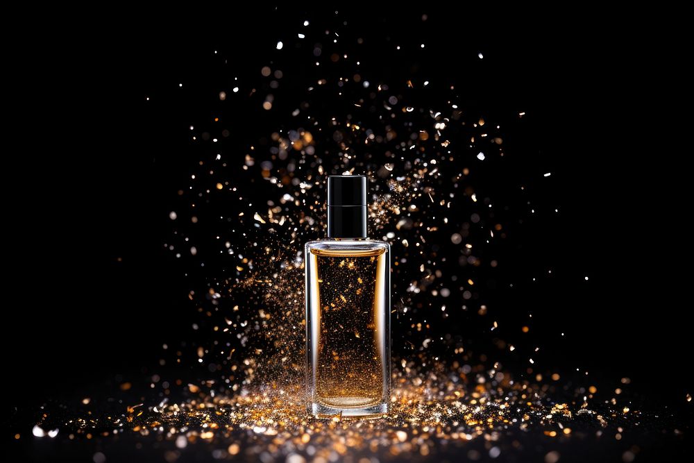 Perfume sparks light black background.