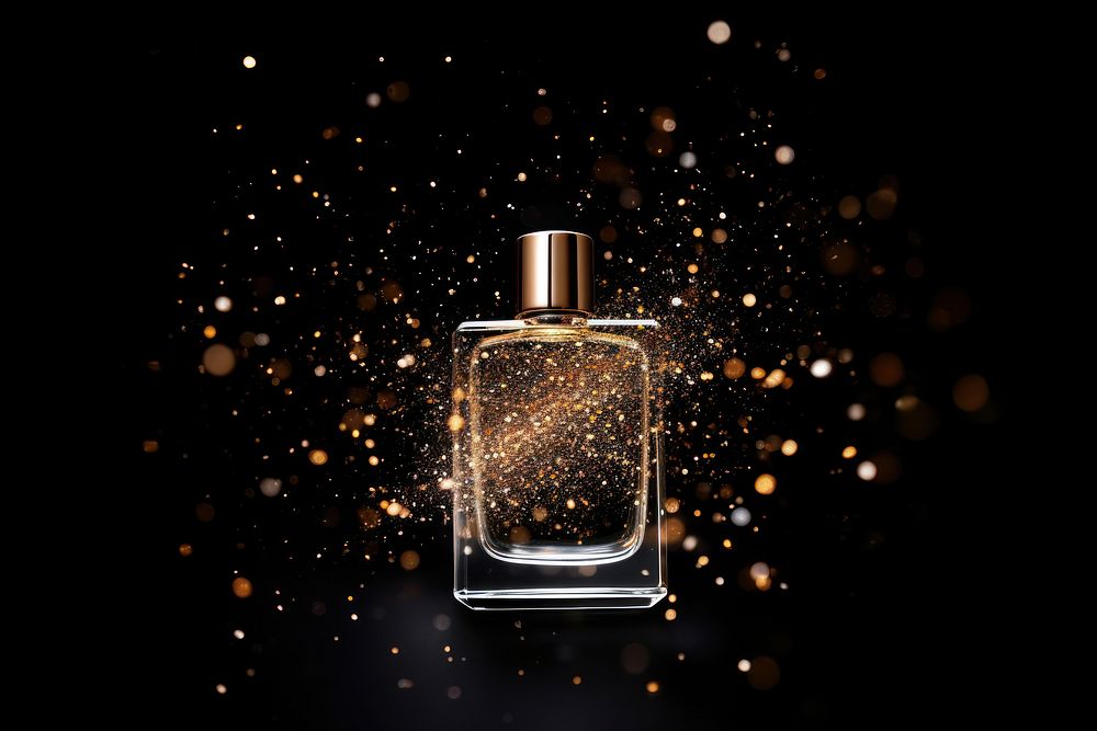 Perfume cosmetics glitter bottle.