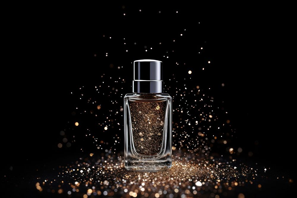 Perfume cosmetics glitter bottle.