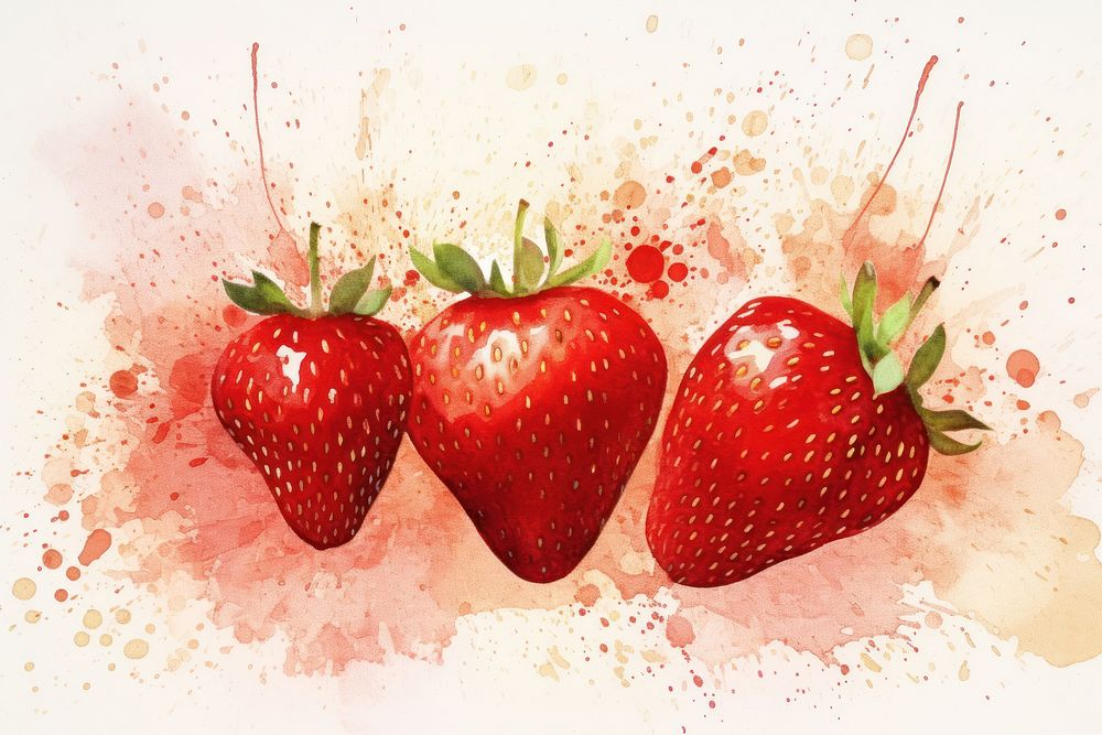 Strawberry watercolor background fruit plant food.