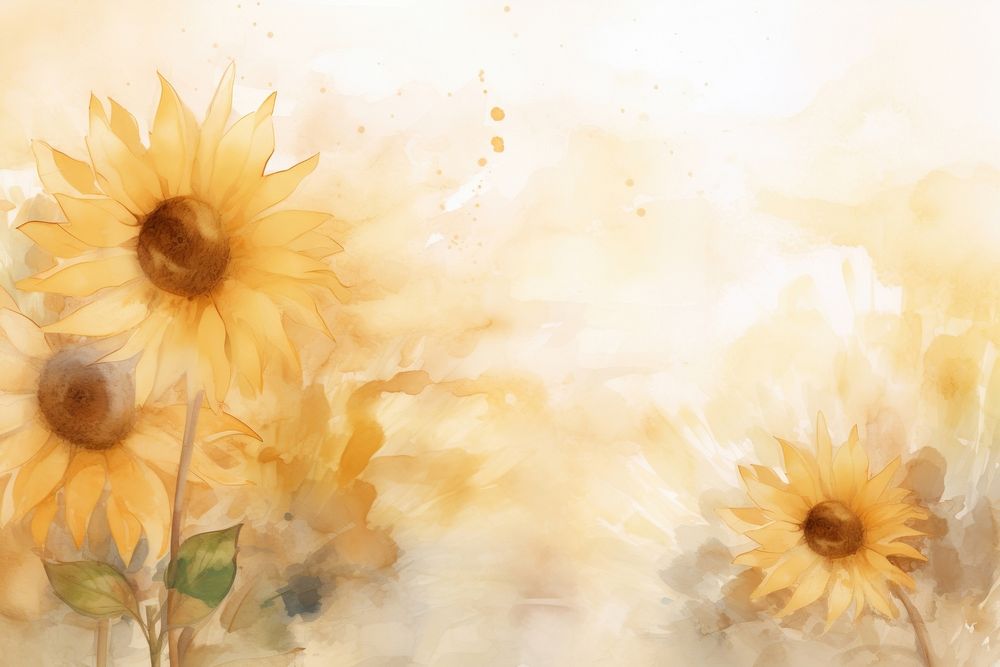 Sunflower watercolor background painting backgrounds yellow.