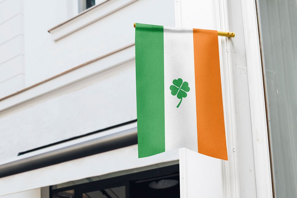 Irish shamrock flag mockup psd