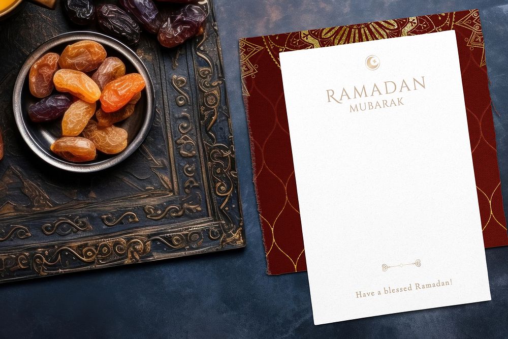 Ramadan greeting card mockup psd