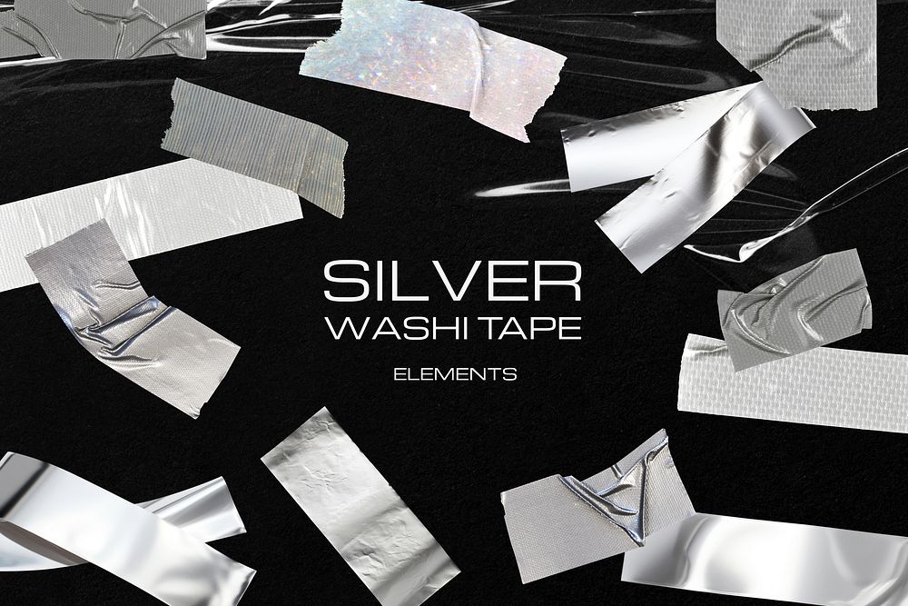 Silver washi tape element set