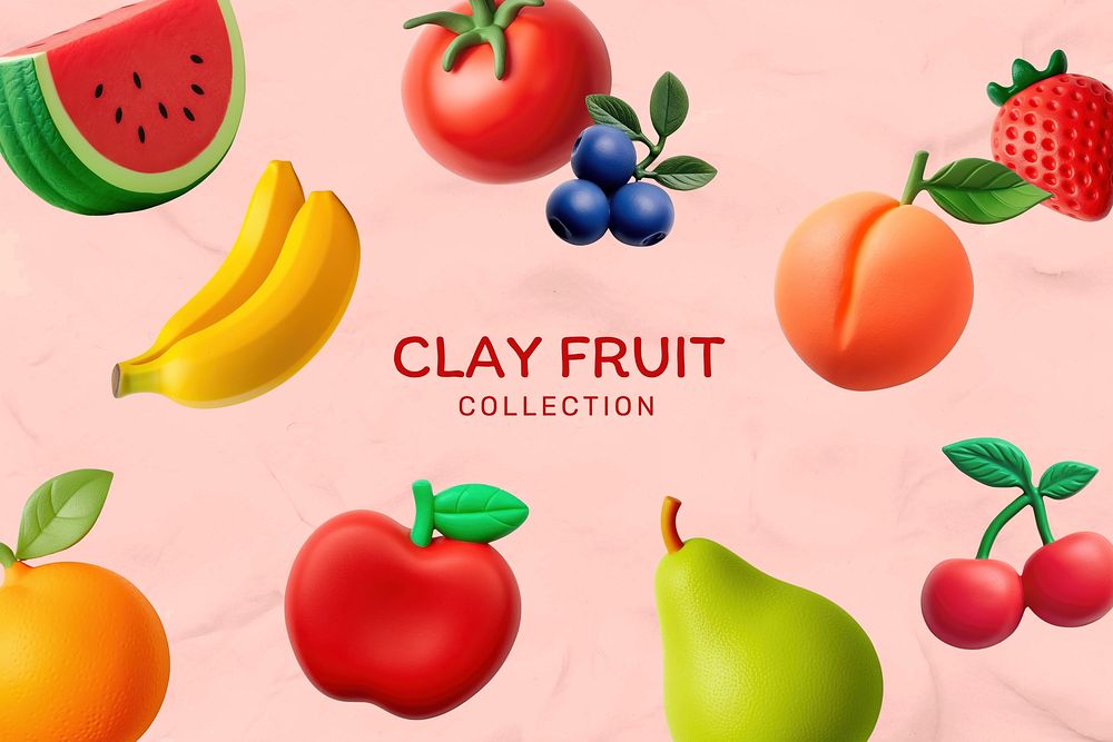 Cute clay fruit collection