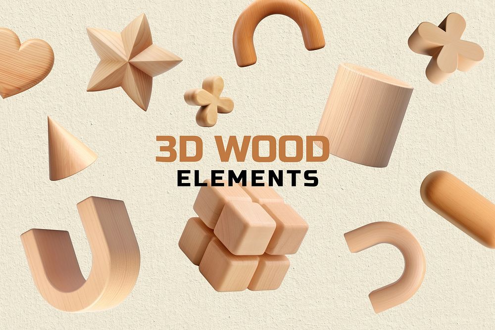 3D wood element set