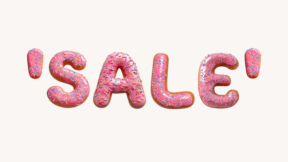 Sale word in  3D pink donut illustration