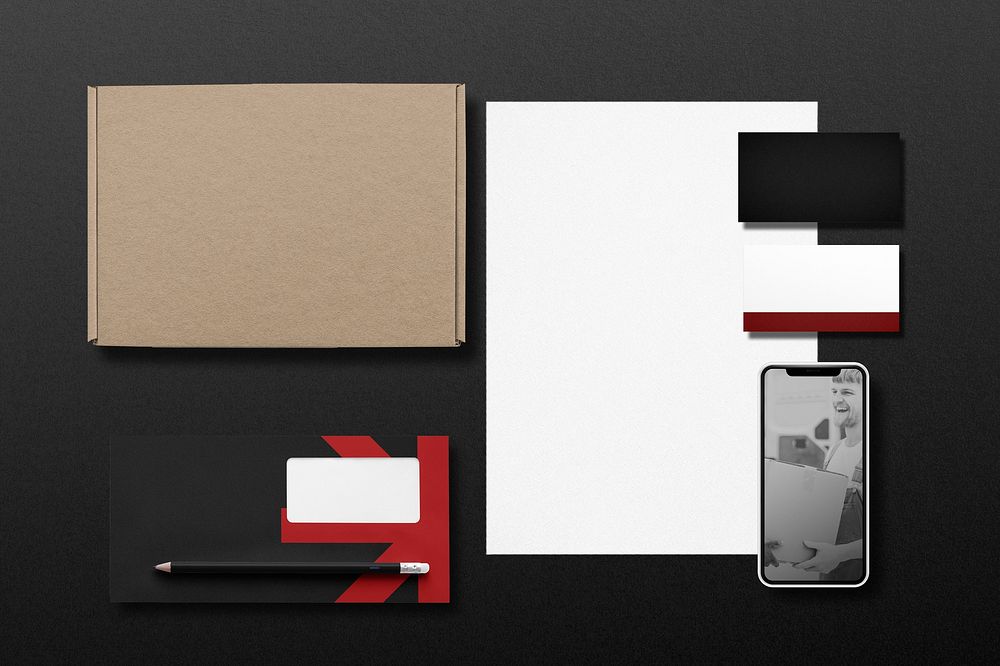 Delivery business corporate identity flat lay design