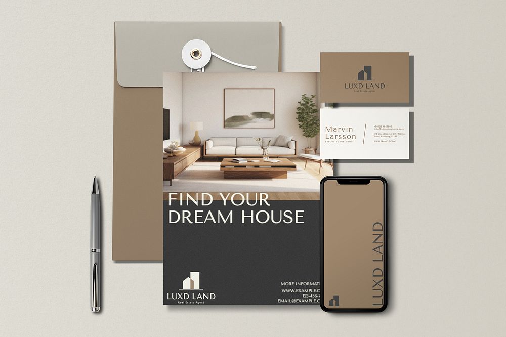 Real estate business corporate identity mockup psd