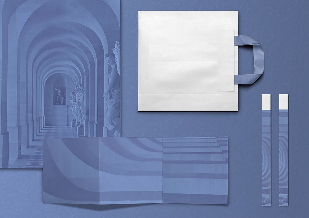 Blue & white business corporate identity flat lay design