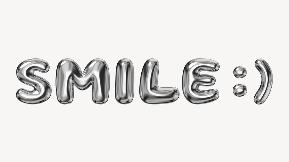 Smile word in 3D chrome illustration