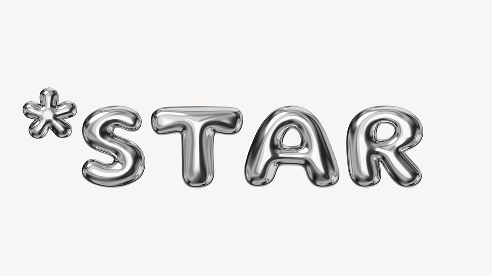 Star word in 3D chrome illustration