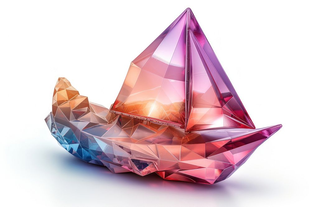 Sailing boat crystal gemstone origami.