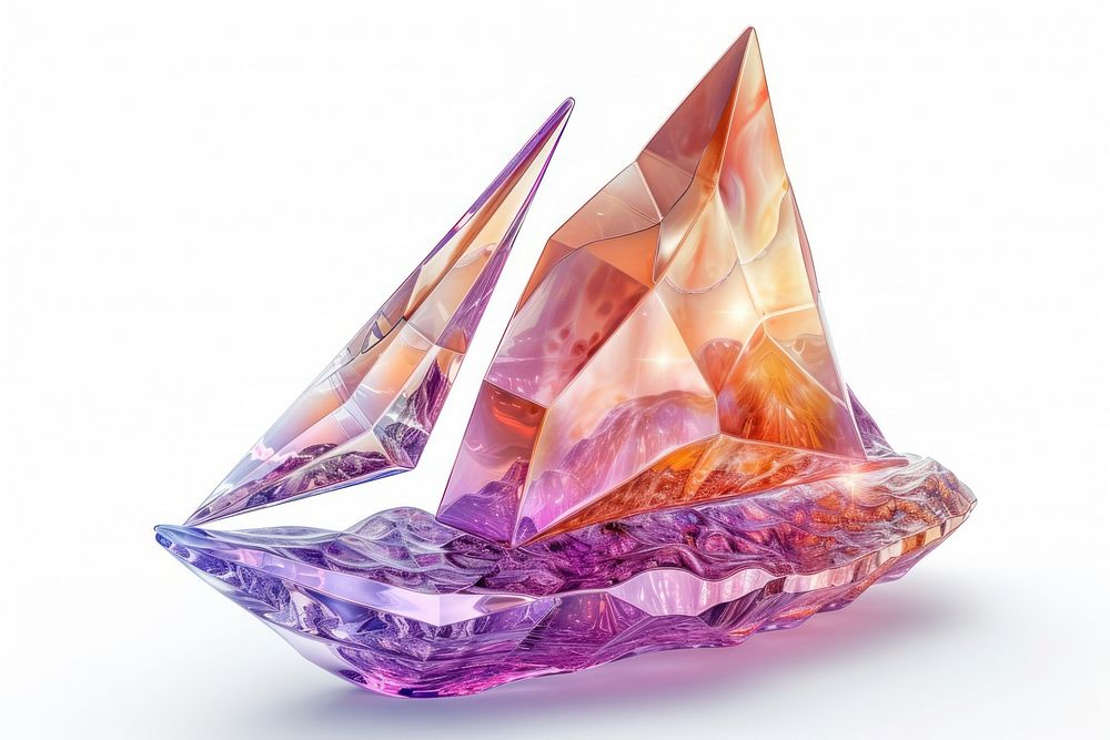 Sailing boat gemstone crystal amethyst.
