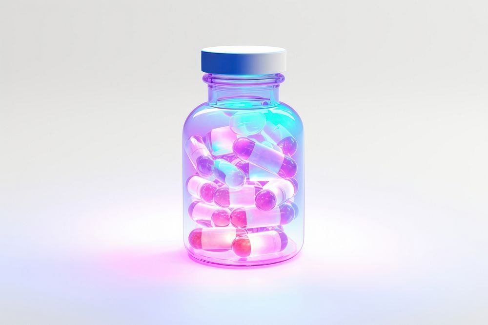 Medicine bottle glass pill.